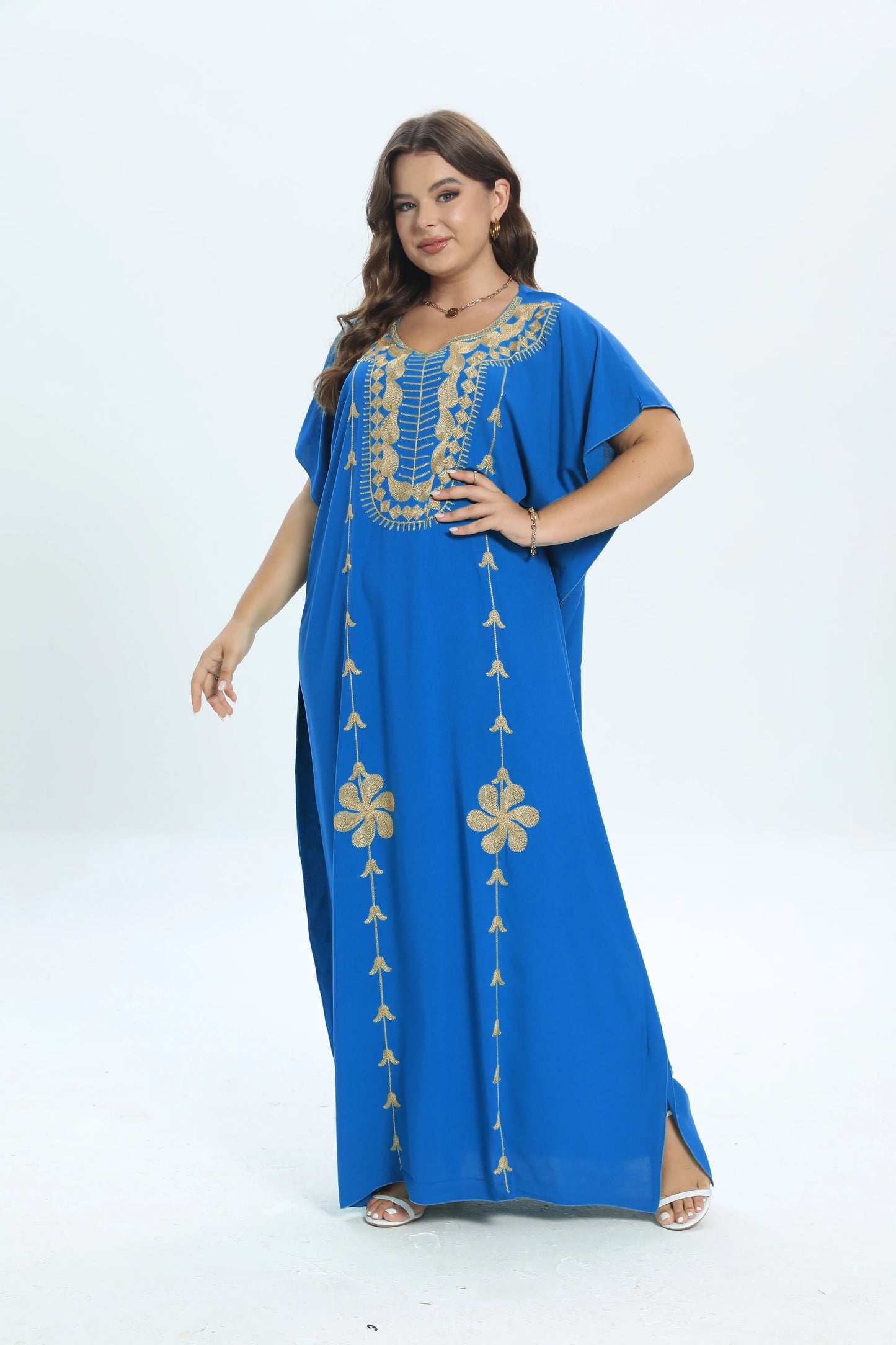 Maxy African Plus Size Dashiki Cotton Traditional Dress Abaya For Womens Moroccan Loose For Women's Kaftan Short Sleeve Cover up