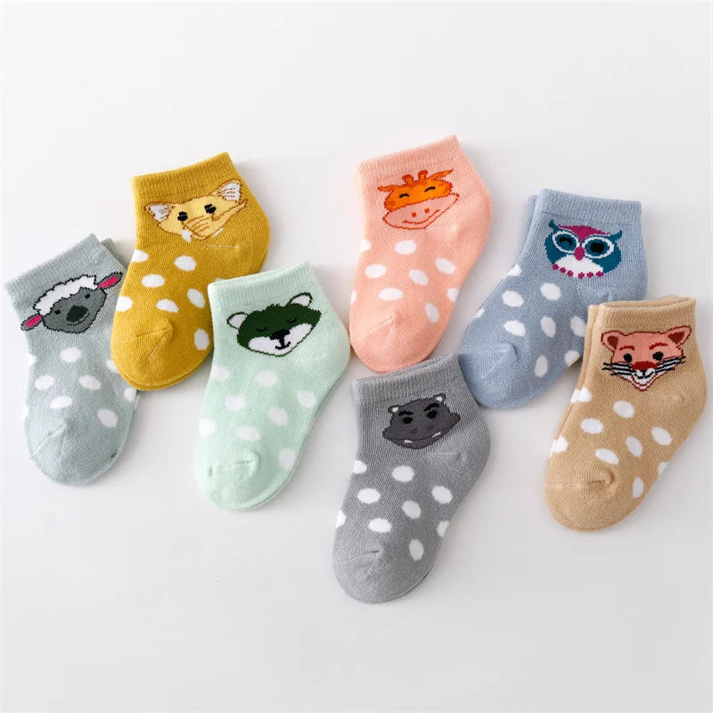 Maxy 7Pairs/lot Newborn Baby Boys Girls Socks Summer Mesh Thin Cotton Cartoon Infant Socks For Boy Girl Casual 0-24Month