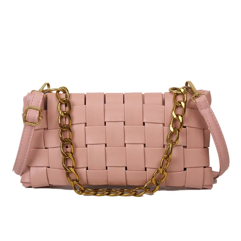 Maxy  New Trend Wild Metallic Braid Women Ladies Design Messenger Small Square Bag Luxury Handbag