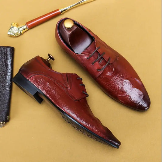 Amay Sipriks Mens Leather Casual Shoes Burgundy Black Wedding Formal Tuxedo Shoe Italian Custom Gentleman Gents Suits Dress Flats 46