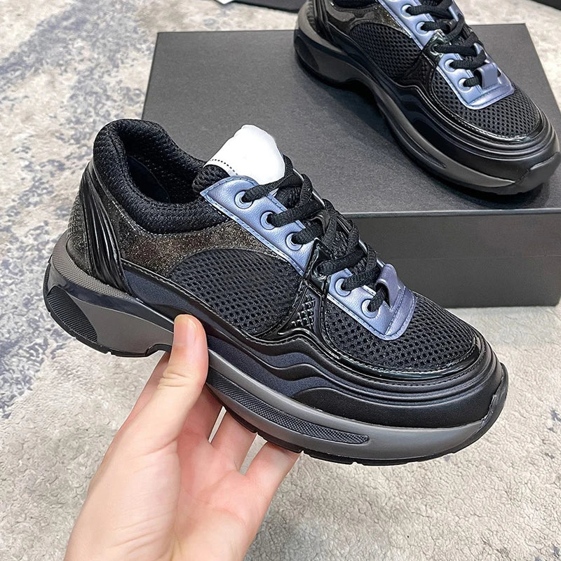 Maxy Women's casual shoes sports shoes breathable mesh flat bottom travel shoes lace up women's shoes