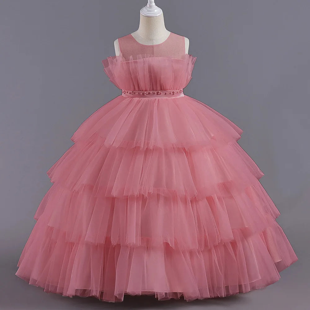 Maxy Princess Party Dress Wedding Birthday Kids Christmas Ceremonies Dresses Flowers Sequined Vestidos De Gala Vestido Adolescente 12 Años