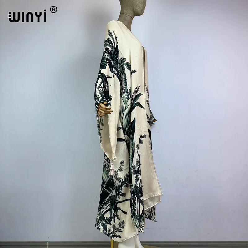 Maxy kimono Africa boho fashion print beach swimwear Elegant Cardigan sexy Holiday maxi beach wear swimsuit evening dress