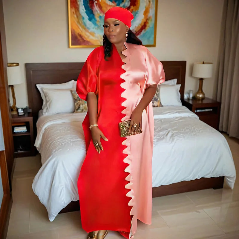 Maxy New Clothes for Women Dashiki Ankara Dashiki Wedding Party Dresses with Headscarf Boubou Headties Africa Plus Size