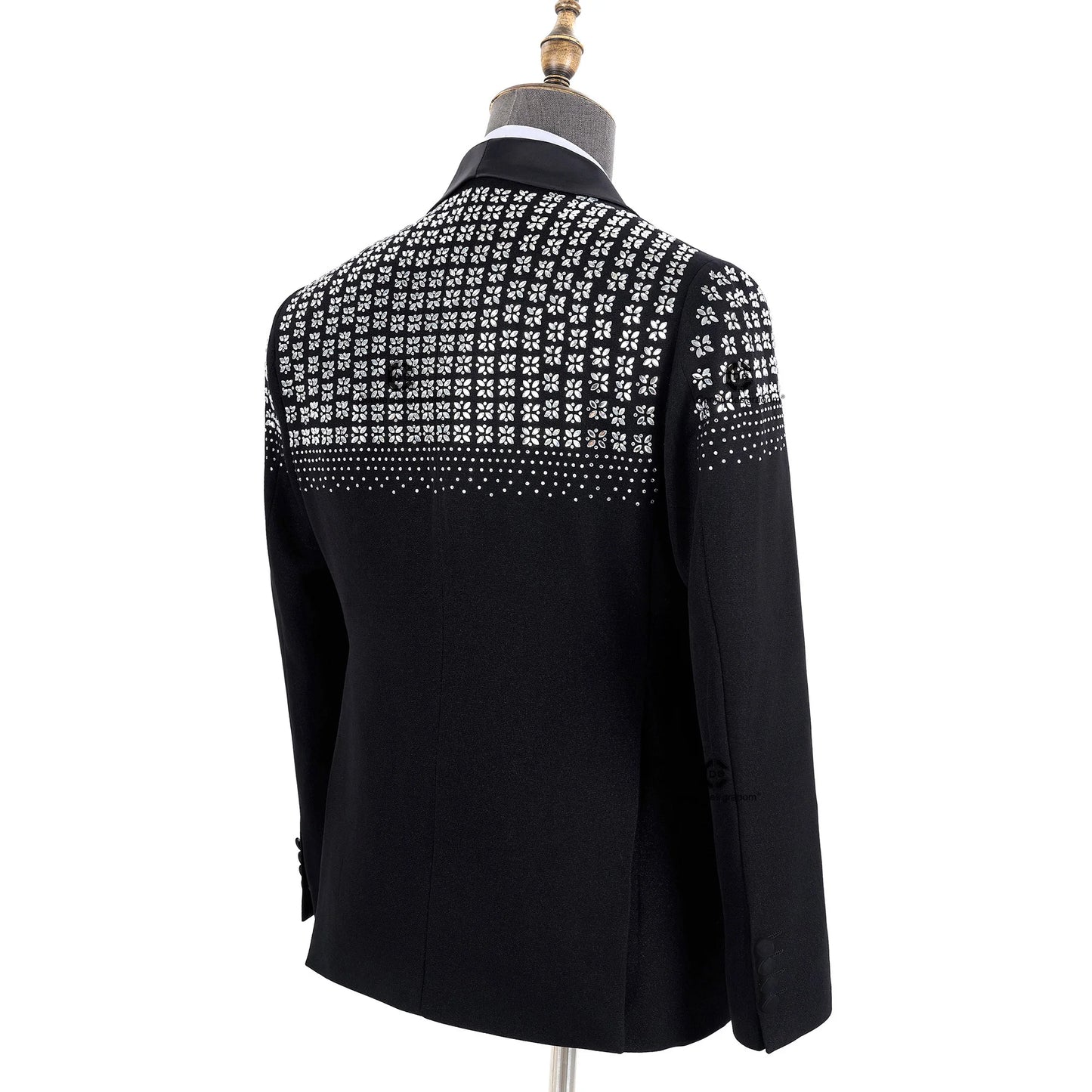 Maxy Canne Des Groom Elegant Men's Suits Double-Breasted Jewelry Ornament Handmade Tuxedo for Wedding Groom Party Jacket Pants