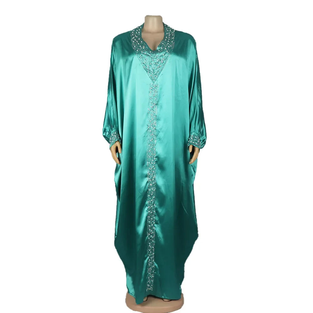 Maxy Diamonds Beads African Dresses for Women 2024 Dubai Africa Abayas Kaftan Party Gown Turkey Wedding Robe Clothing