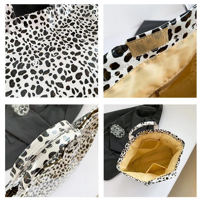 Maxy New Leopard Print Handbag, Fashion Large Capacity PVC Tote Bag,Women's Casual Shopping Letter Print Top Handle Hand Bag
