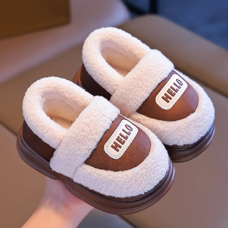 Maxy Toddler Plush Cotton Shoes Warm Kids Winter New Casual Furry Shoes Girl Boy Anti-slip Soft Sole Kids Snow Shoes Fashion Sneakers