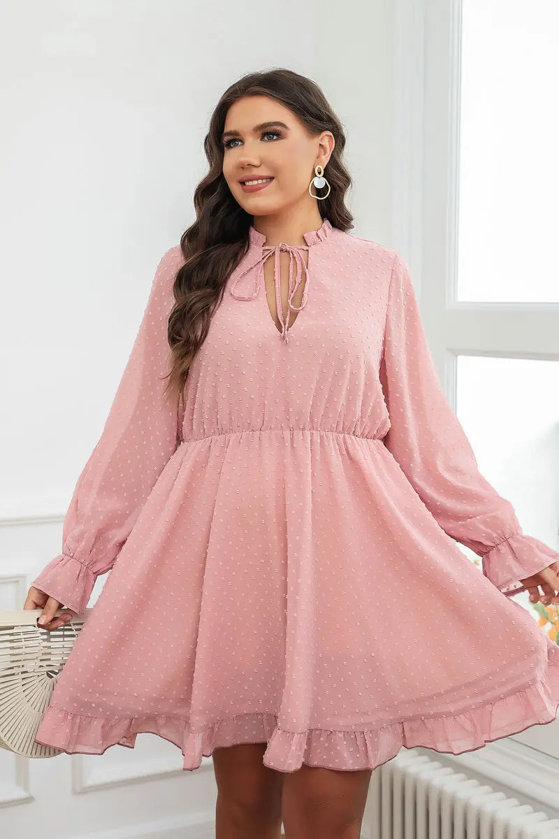 Maxy Women's New Oversized Short Sleeved V-neck Fashionable Slim Ruffled Waist Pink Short Dress Party Summer Elegantes Casual Y2k