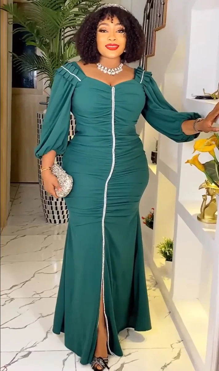 Amay 3XL Autumn Fashion Elegant African Wedding Party Dresses for Women Dashiki Ankara Outfits Evening Gown Plus Size Ladies Clothing