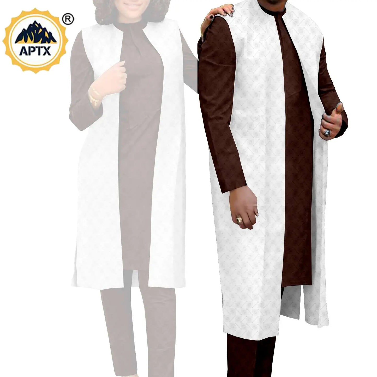 Amay Couples Clothes Bazin Riche Women Outfits 3 Pieces Sets Match Men Jacquard Shirt and Pants and Vest Jackets Sets Y22C029