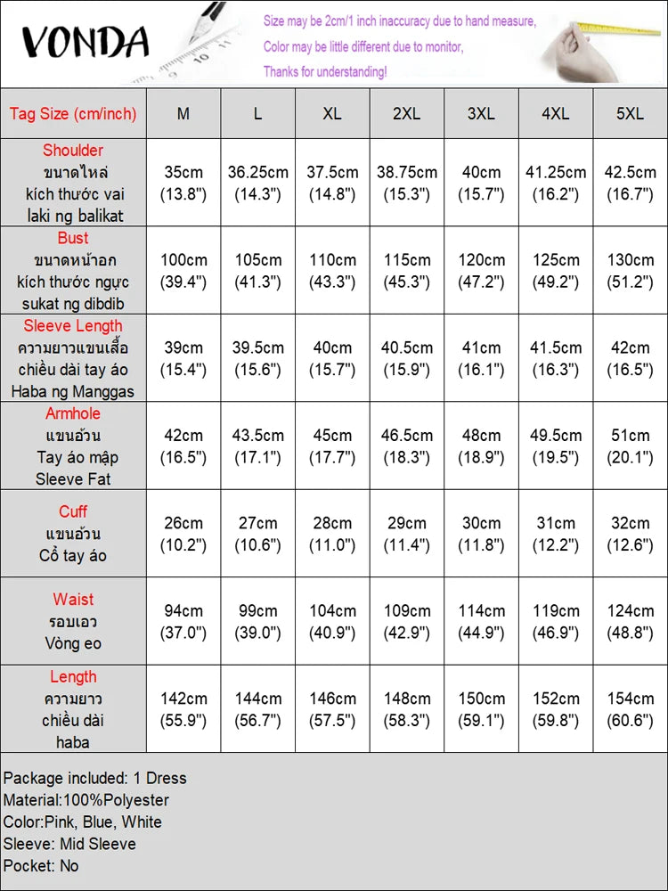 Maxy Plus Size 5XL VONDA Bohemian Dot Printed Dress Women Party Ruffled Sundress Summer V-Neck Holiday Vestido Casual Loose Robe