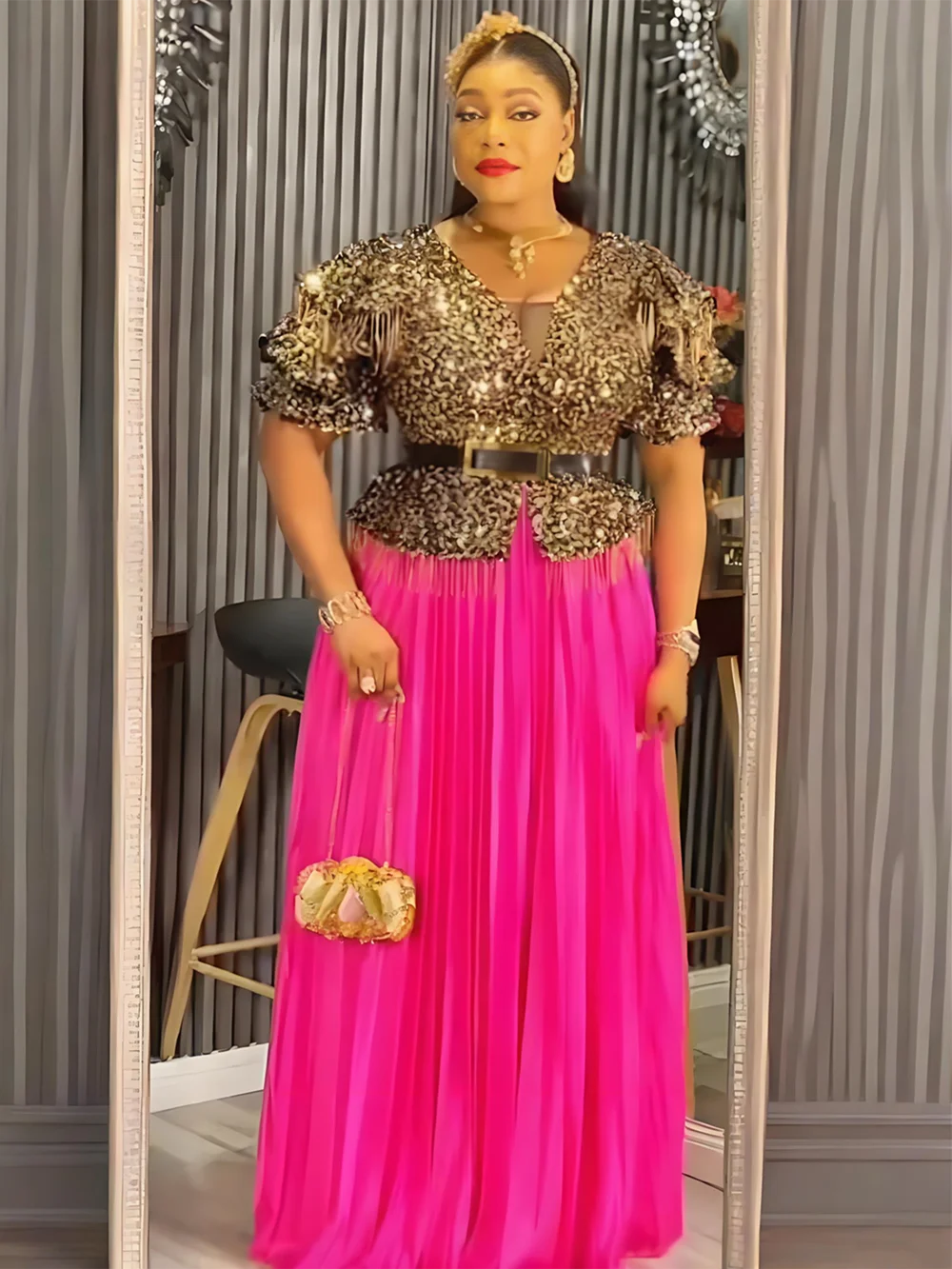 Amay Elegant Dresses for Women Luxury Sequin Evening Party Long Dress Plus Size Turkey Wedding Gown New Ladies Clothing