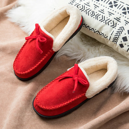 Women Loafers Shoes Warm Moccasins Flat Shoes 2024 Fashion Winter Warm Faux Fur Flock Loafers Ladies Slip On Shallow Boat Shoes