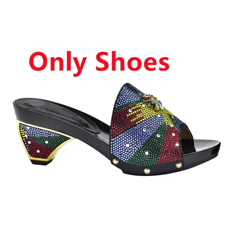 New Arrival Max Shoes and Bag Set Decorated with Rhinestone High Quality African Women Wedding Shoes and Bag Set Party Shoes