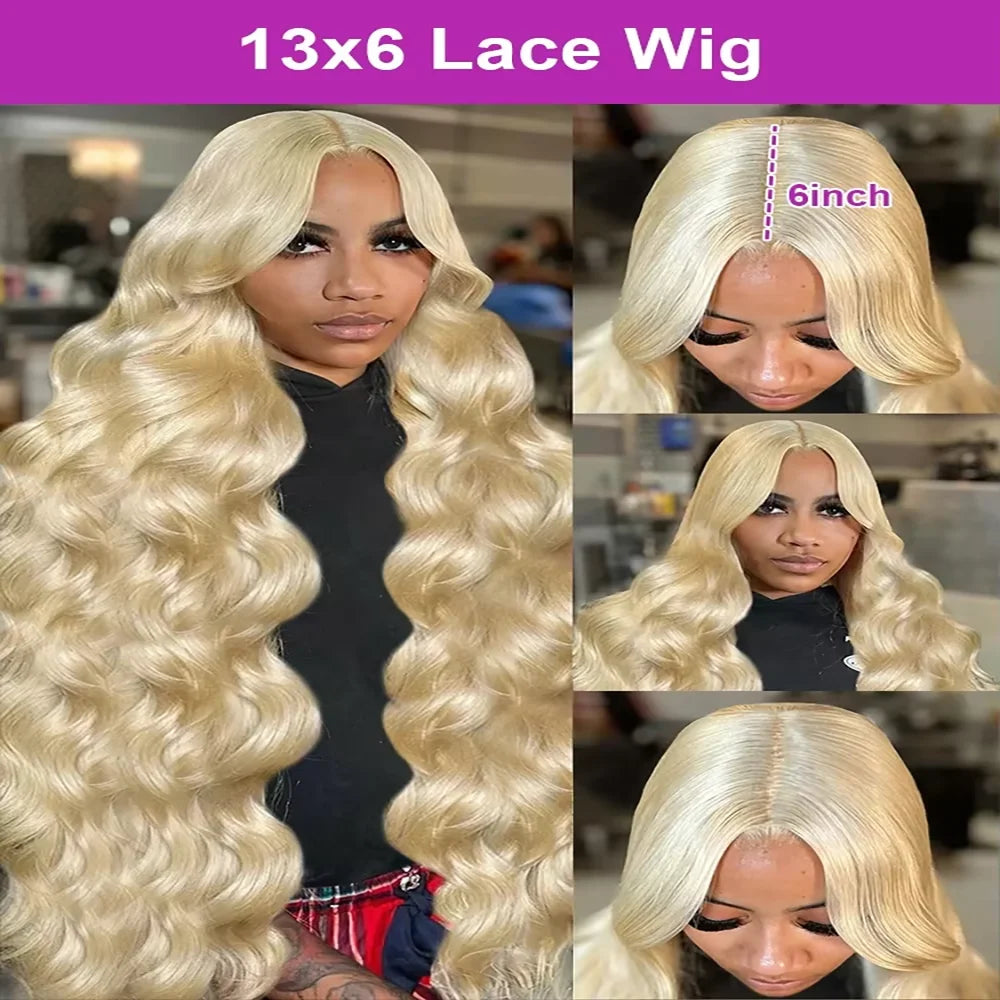 Maxy 40 42 Inch Body Wave Lace Front Human Hair Wigs Brazilian 613 Hd Lace Frontal Human Hair Wig 13x6 Colored Blonde 200 Density