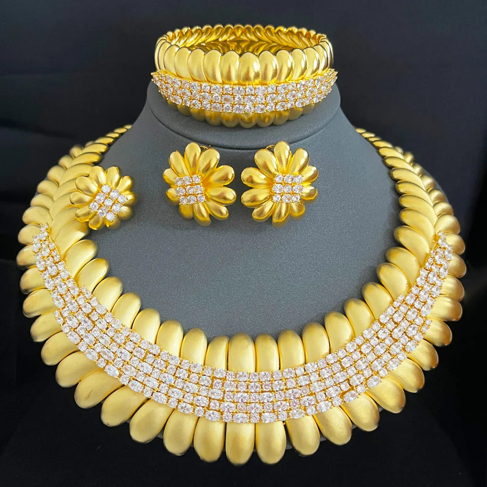 Maxy Famous Brand Bling Sequins Luxury Jewelry Sets For Women Wedding Party Zircon Wedding Bridal Jewelry Set
