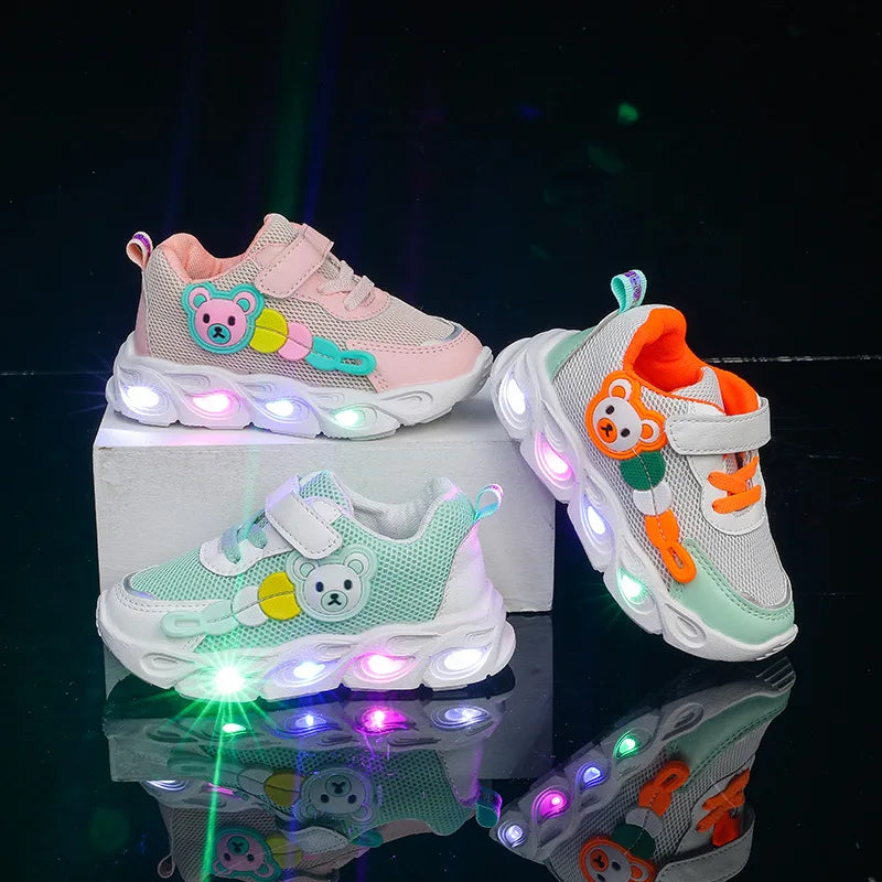 Maxy LED Colorful Lighted Baby Children & Toddler Shoes Air Mesh Breathable Soft Bottom Fashion Girls & Boys Kids Sneakers Size 21-30