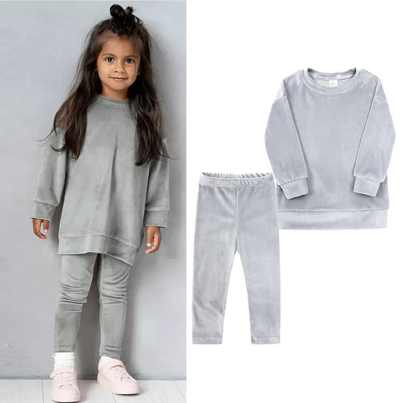 Maxy Spring Autumn Kids Velour Clothing Sets Girls Outfits Boys Sweatshirt Pants Tracksuit Suits Children Clothes