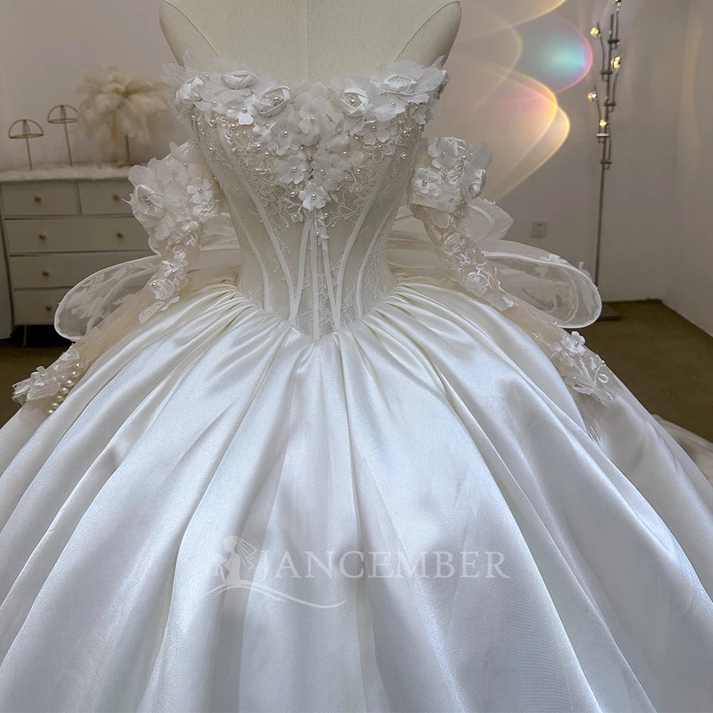 Maxy Appliques Wedding Dresses for Women Bride Romantic Lace Sleeveless Boho Bridal Gown