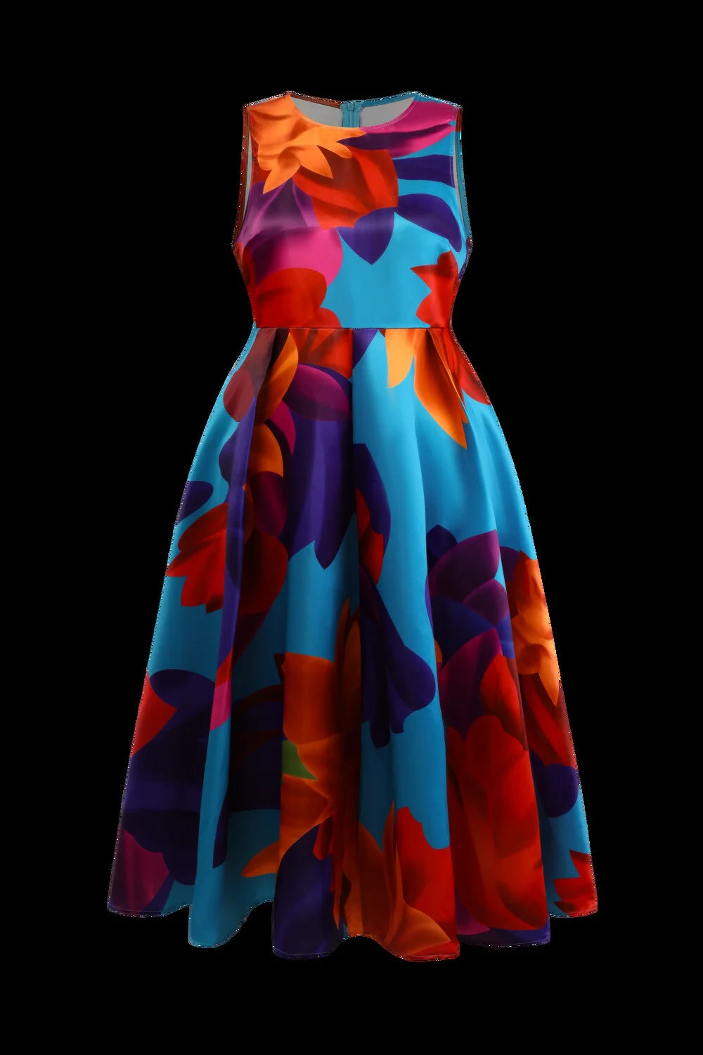 Maxy Plus Size Women Floral Printing Dress Short Sleeve Round Neck Chiffon A-line Female Elegant Fashion Summer Dresses