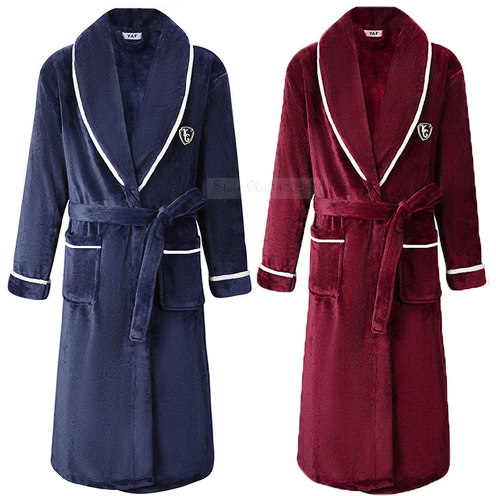 Winter New Female Robe Sleepwear Thickened Coral Fleece Bathrobe Nightgown Warm Loose Flannel Home Dressing Gown Lounge Wear