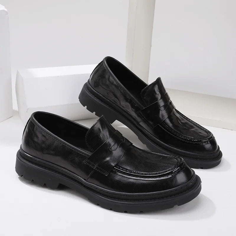 Visco CLAIAMI Luxury Hand-grabbed Calfskin Men Loafers Italian Heightening Four-season Shoes Men Business Casual Leather Shoes Zapatos