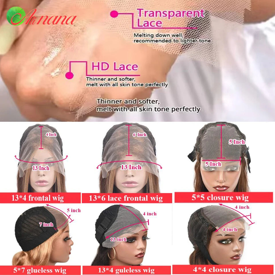 Amay Ombre Ginger Brown Colored 13x6 HD Transparent Lace Frontal Wig Wave Pre-Plucked 12A Grade Lace Closure Human Hair Wig For Women