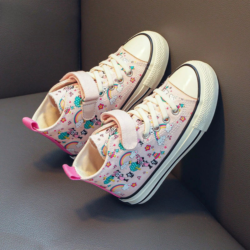Maxy Minnie Mouse High-Top Canvas Shoes Children's Casual Basketball Running Sneakers Middle and Big Children's Sneakers