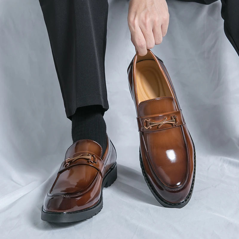 Visco New Men's Casual Leather Shoes Four Seasons Plus Size Anti Slip Business Leather Shoes Fashion Versatile Tide Party Driving Shoe