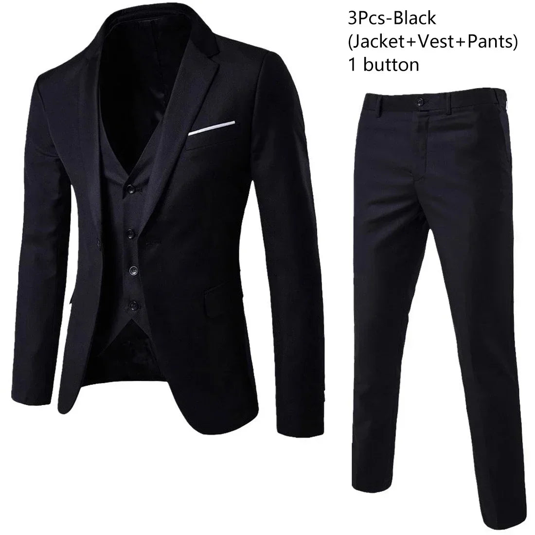 Visco Men Suits For Business Wedding Blazers 2 Pieces 3 Sets Elegant Full Vest Pants Coats Formal Jackets Luxury