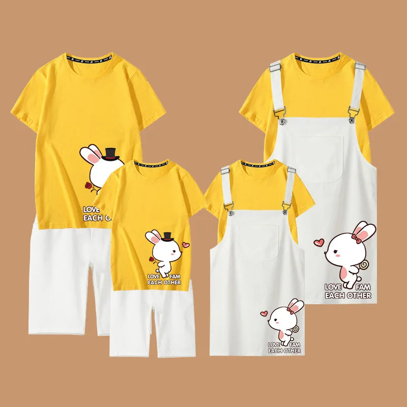 Christmas Matching Family Outfits Strap Dress Set Family Look Matching Clothes Mother and Daughter Cotton Shirts Tees Family Set