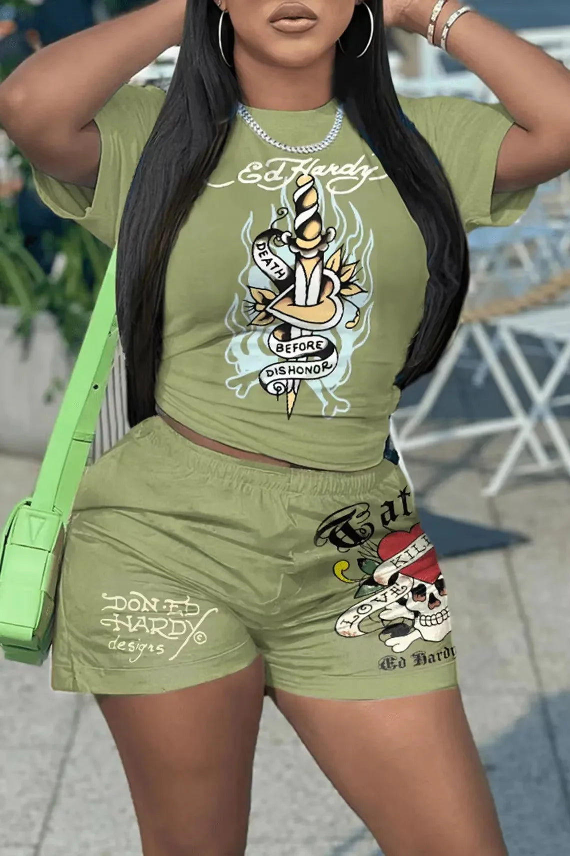 Maxy Short Sleeve Crop Tops Casual Shorts Matching Set Summer Print Fitness Workout Tracksuits 2 Piece Sets Woman Outfit