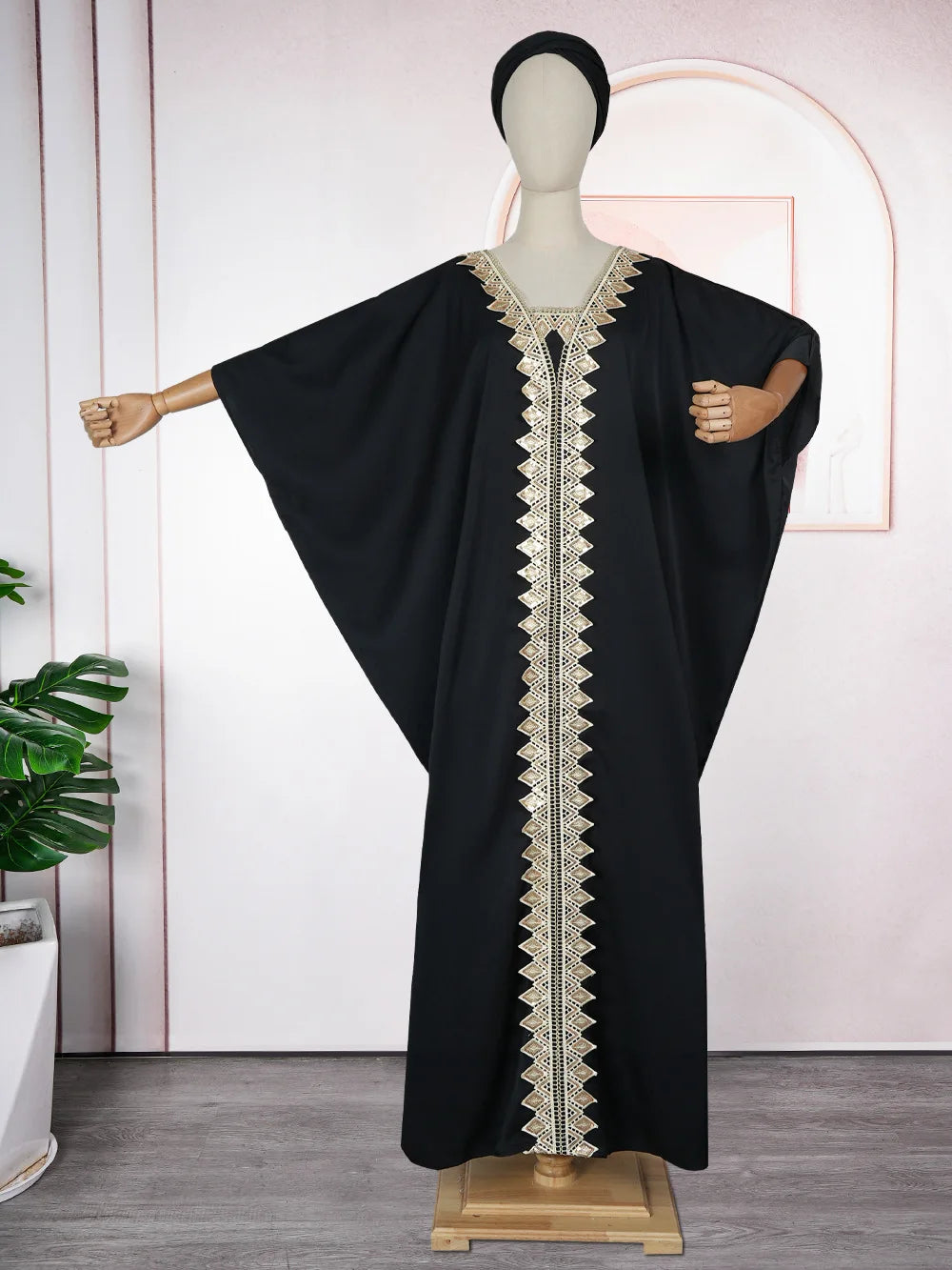 Maxy New Dresses Abayas for Women Dashiki Dubai Muslim Plus Size Africa Clothing Bat Sleeve Maxy Dress Robe and Headscarf