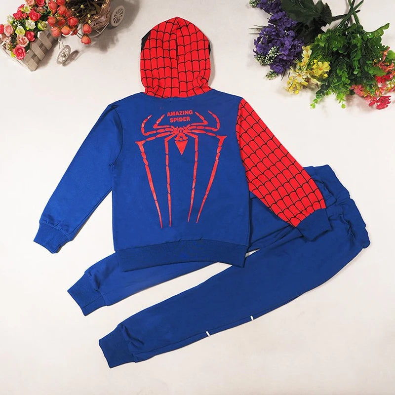 Maxy Cartoon Superhero Children Costume Baby Boy Clothing Set Spring Coat Kid Pant 2pcs Clothes Suit Girl Hoodies Sweatshirt Trousers