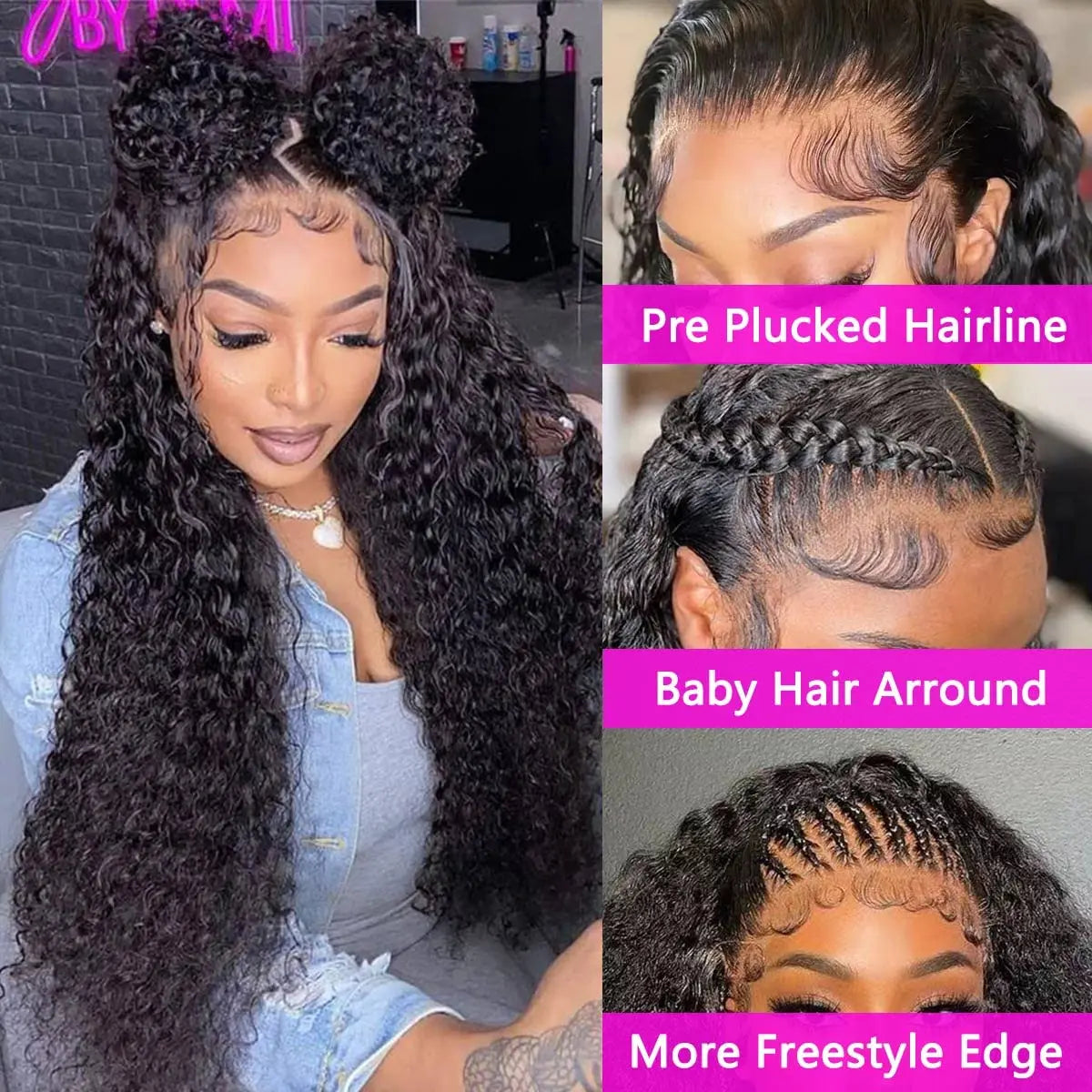 Maxy 250 Density 360 Full Lace Wig Human Hair Pre Plucked Deep Curly Lace Front Human Hair Wig Curly HD Transparent Lace frontal Wig