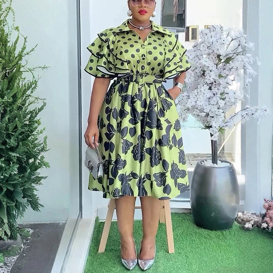 Amay Elegant Dresses Print for Women New Plus Size Fashion Dashiki Ankara Turkey Wedding Party Birthday Robe Dress Maxy