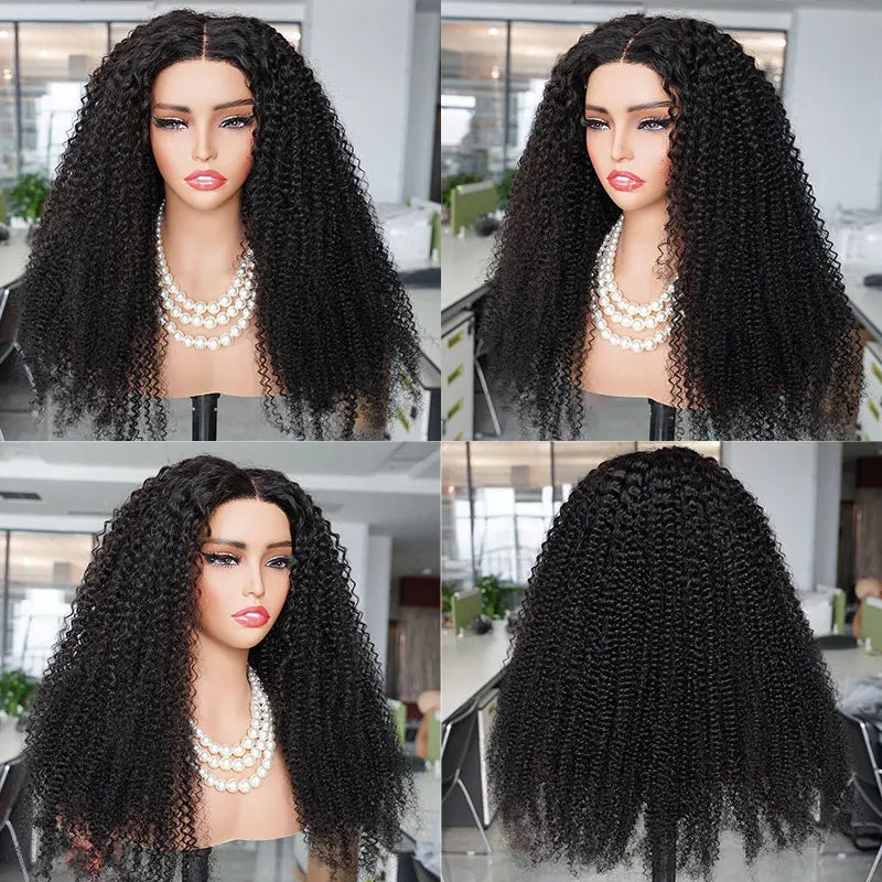 Maxy 250% Kinky Curly Lace Frontal Human Hair Wigs Pre-Plucked Brazilian Glueless Kinky Curly 5x5 Lace Closure Wigs Ready To Wear