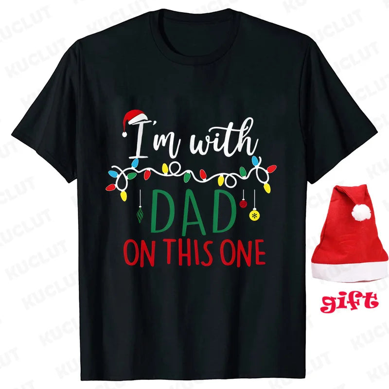 Family Matching Christmas T-shirts Tops Funny Don't Do Matching Xmas Outfits Couple Set T-shirts Clothing with Christmas Hats