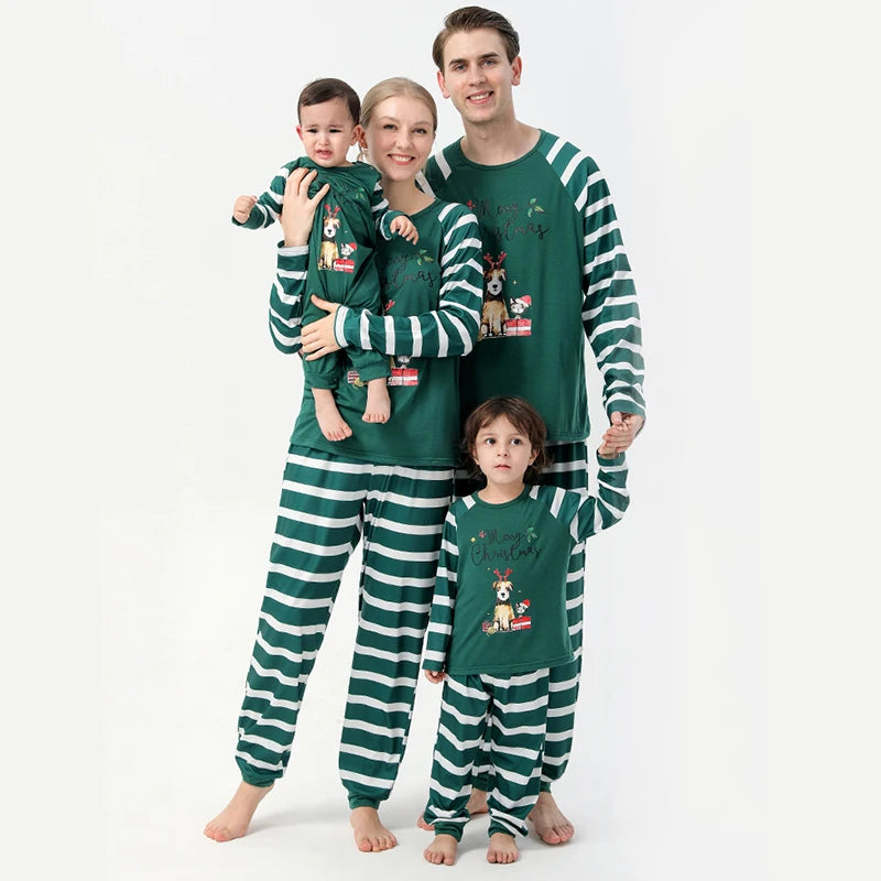 Maxy Christmas Deer Pajamas Set Cartoon Family Matching Outfits Father Mother Children Baby Sleepwear Xmas Mommy and Me Pj's Clothes