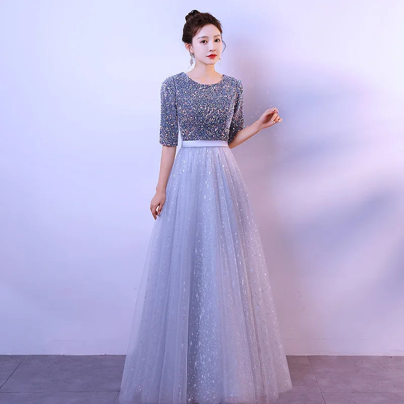 Maxy Chorus Performance Costume, Women's Long Dress, Adult Choir Costume, Host, Red Song Recitation, Art Exam, Solo, Evening Gown