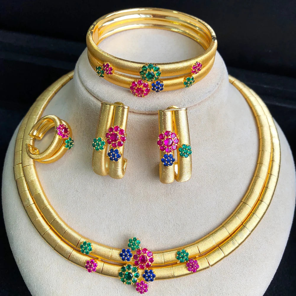 Maxy New 2 Layers African Jewelry Sets for Women Wedding Luxury Naija Jewelry Set Cubic Zirconia Bridal Jewelry Sets