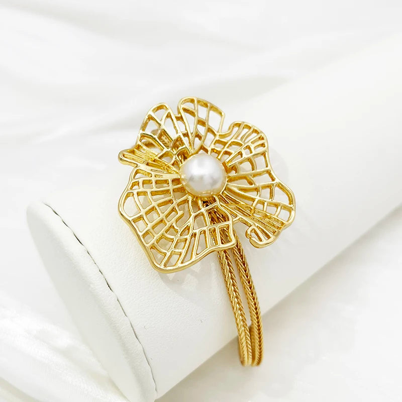 Maxy Latest Jewelry Set For Women Luxury Design Dubai Nigeria Trending Necklace Earrings Ring Bracelet Imitation Pearl