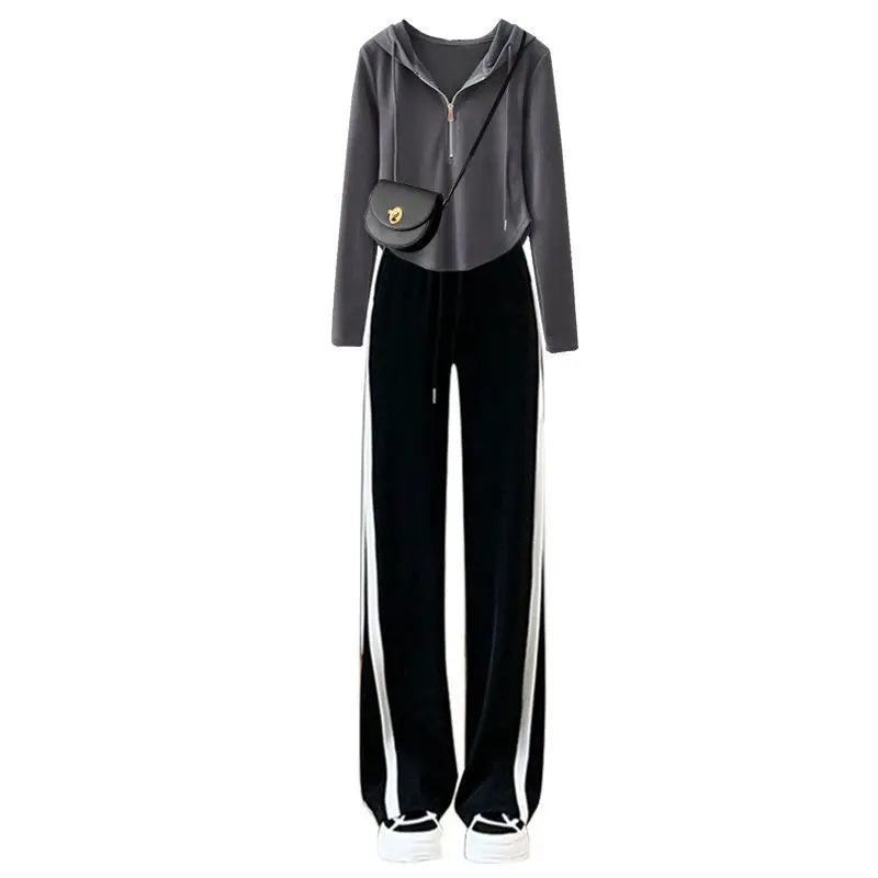 Maxy New Student Style Casual Thin Light Mature Design Sense Top Suit Spring Women's Small Sports Pants Two-piece Suit