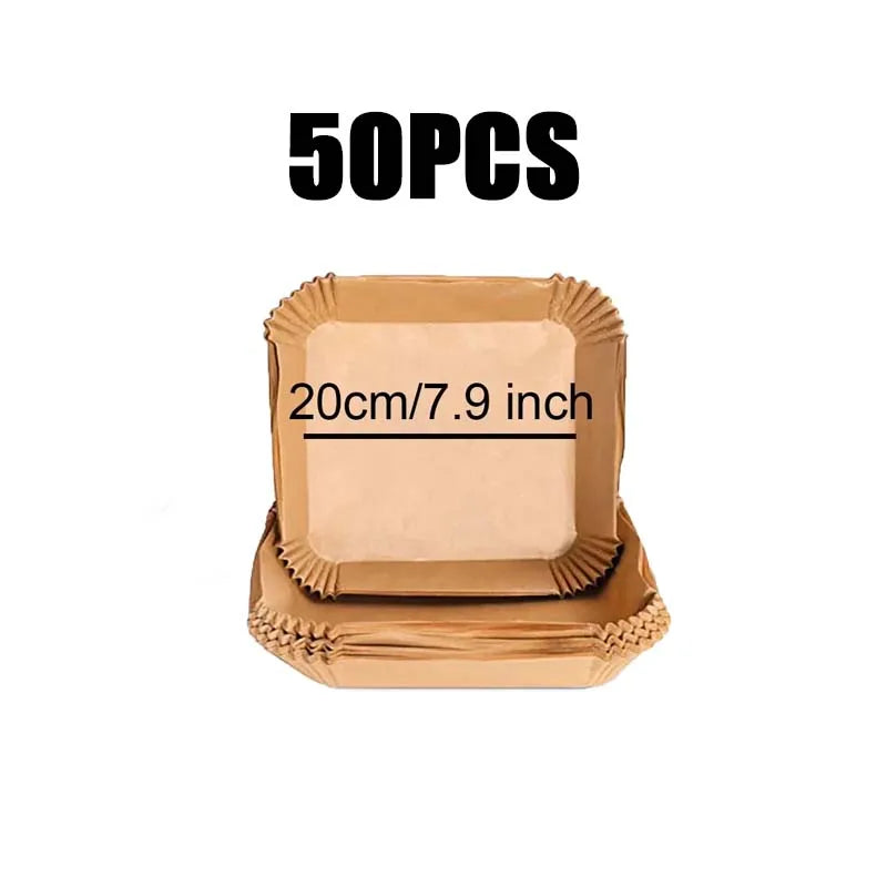 Maxy 23CM Air Fryer Disposable Baking Paper Liner Non-Stick Mat Steamer Square Round Parchment for Microwave Oven Kitchen Cookers