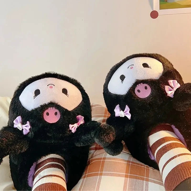 Maxy Cartoon Sanrioed Kuromi Hello Kitty Y2K Plush Slippers Women Melody Cinnamoroll Anime Kawaii Winter Home Cotton Shoes Soft Girl