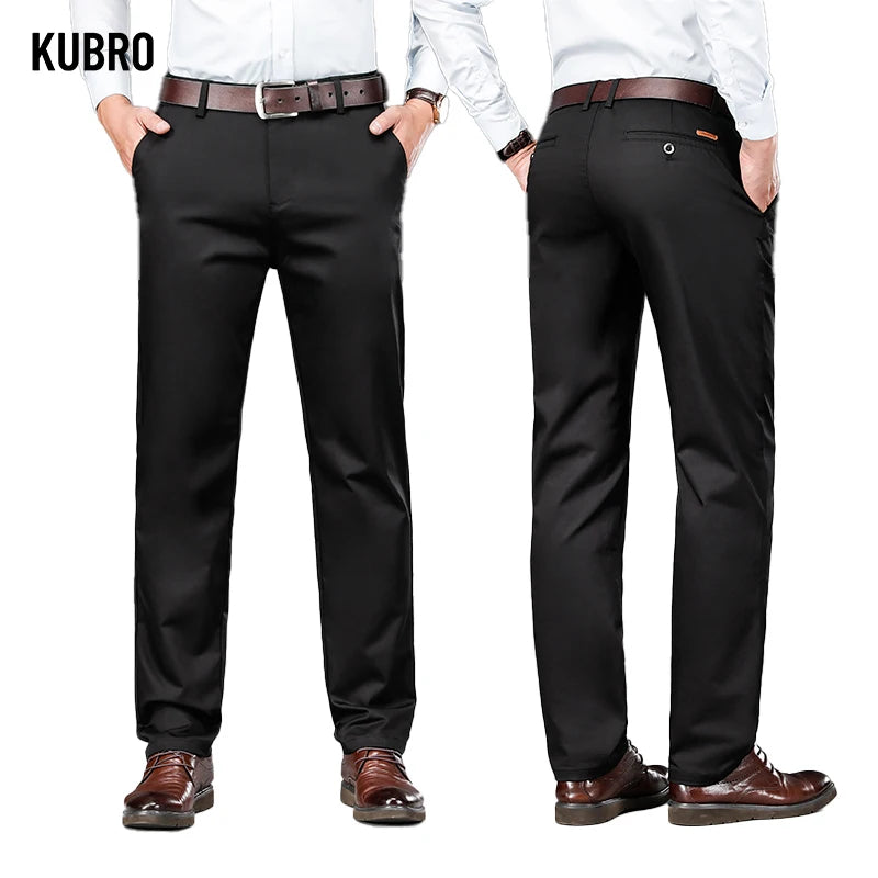 Maxy High Quality Men's Clothing Autumn Winter Office Business Casual Suit Trousers American Elegant Loose Straight Cargo Pants