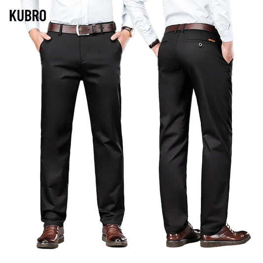 Maxy High Quality Men's Clothing Autumn Winter Office Business Casual Suit Trousers American Elegant Loose Straight Cargo Pants