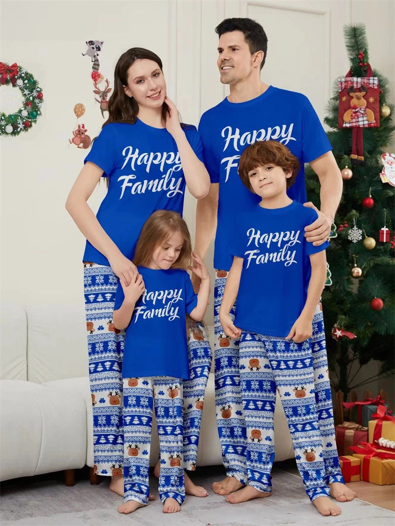 Maxy Short Sleeve Christmas Family Matching Pajamas Sets Xmas Daddy Mommy and Me Pj's Clothes Father Mother Kids Baby Sleepwear 2024