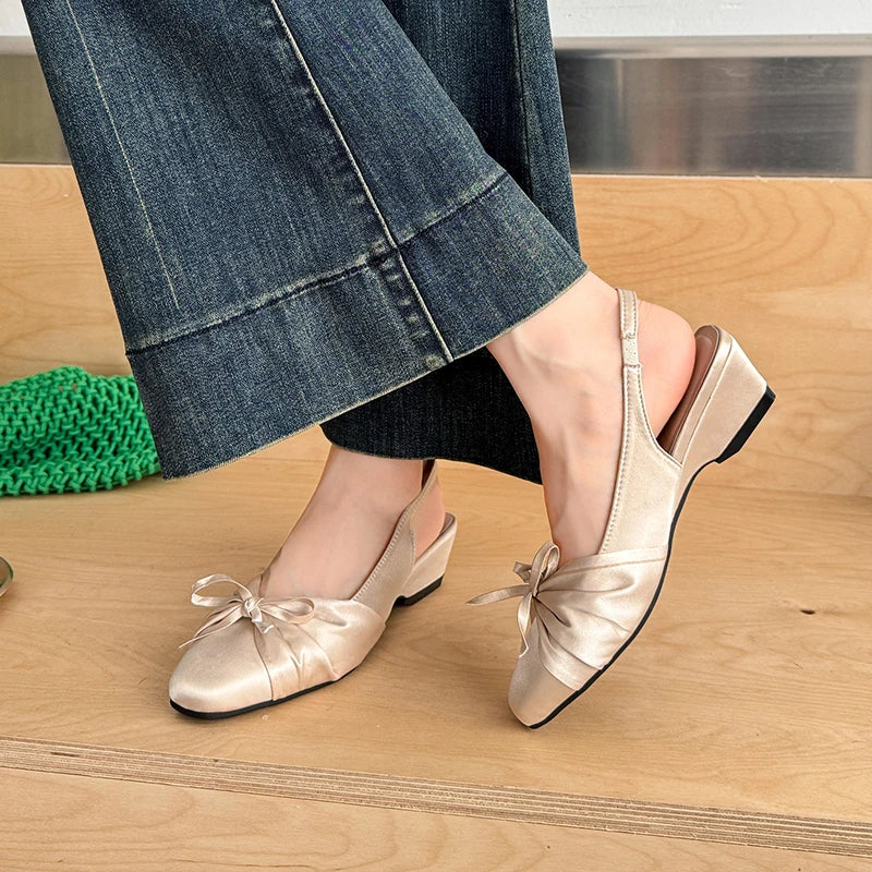 Maxy Pointed Toe Women Wedges Heels Sandals Banquet Party Shoes Elegant Butterfly-knot